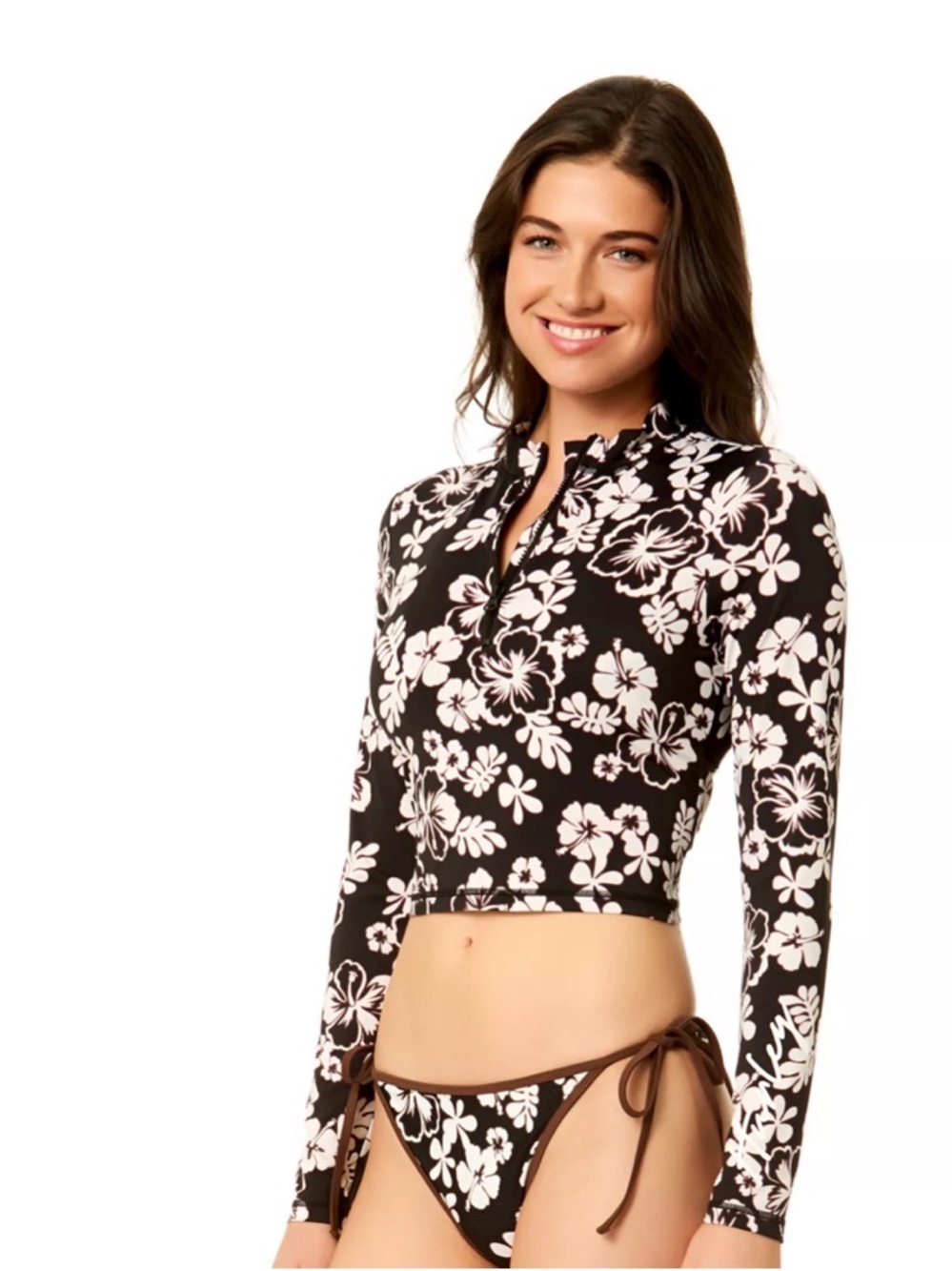 Juniors Hurley Hibiscus Tulip Hem Boardshorts And Long Sleeve Rashguard Swim